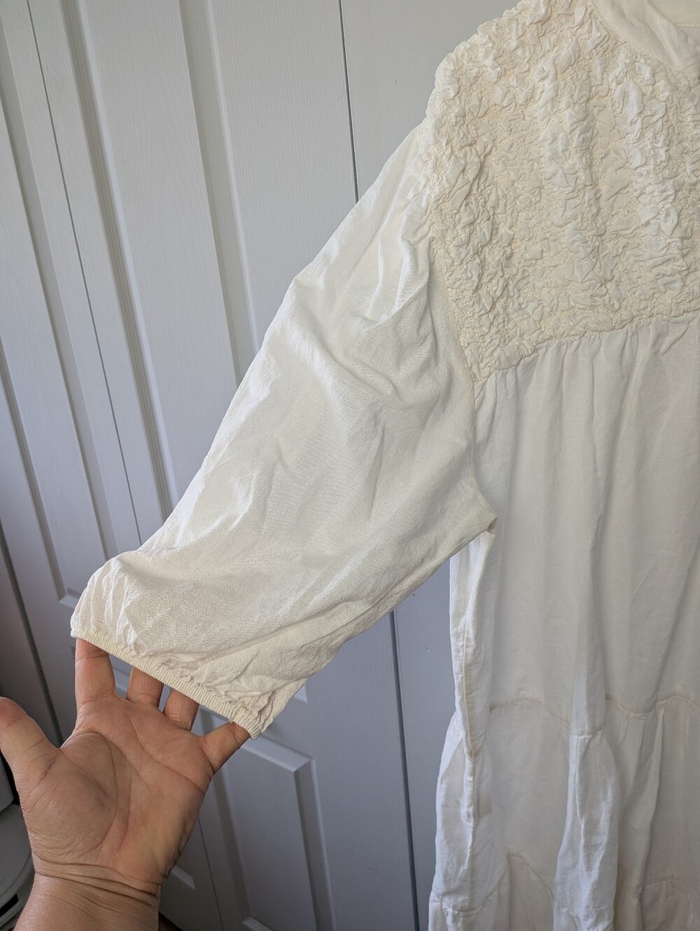 NWT ! BELLAVIE Mini White Dress Made In Italy One Size (Fit L-XL) Puffy Sleeves - Picture 3 of 11